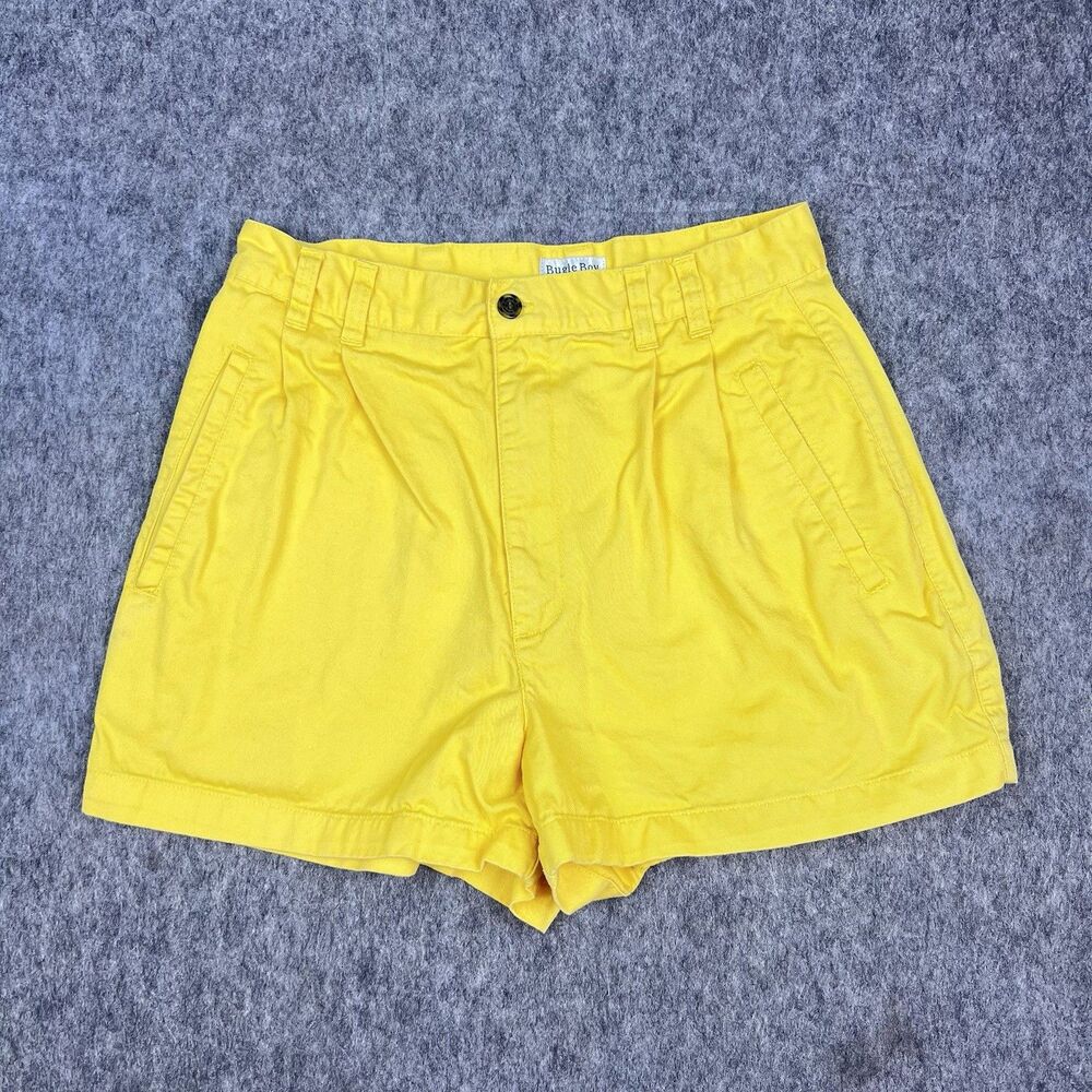 Bugle Boy Collection For Her Women's Shorts Pleated Yellow 100% Cotton Size 10